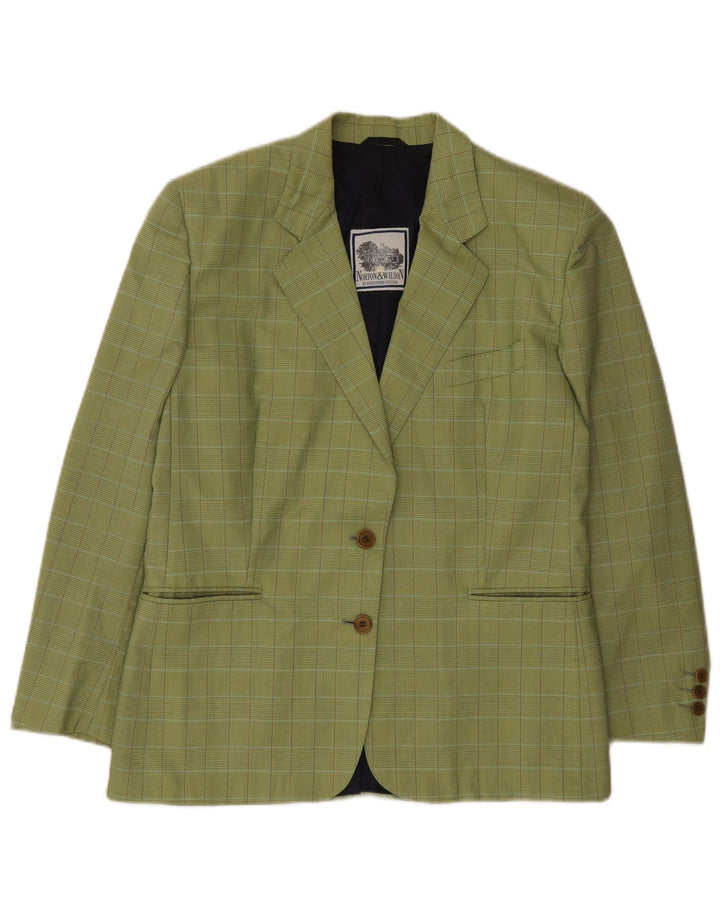 Giacca blazer a 2 bottoni da donna Norton & Wilson IT 46 grande motivo a quadri verdi