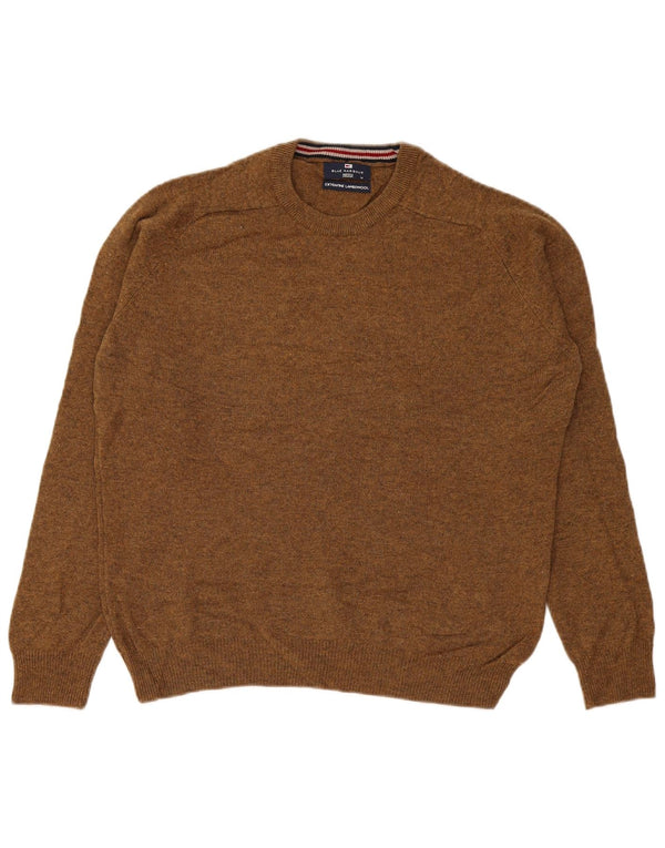 Maglione maglione girocollo da uomo Marks & Spencer in lana d'agnello marrone medio