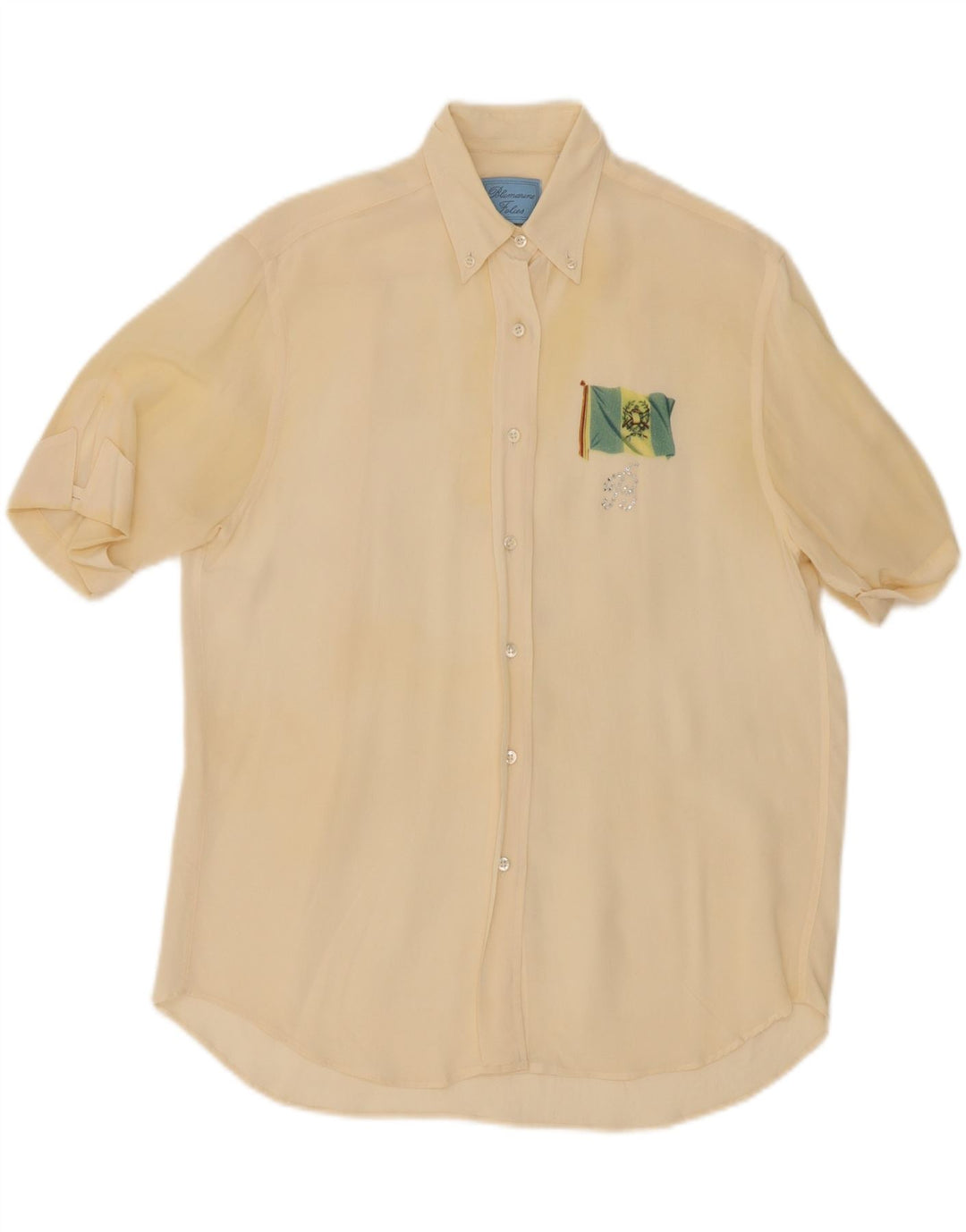 BLUMARINE Womens Short Sleeve Shirt IT 42 Medium Off White Vintage Blumarine and Second-Hand Blumarine from Messina Hembry 