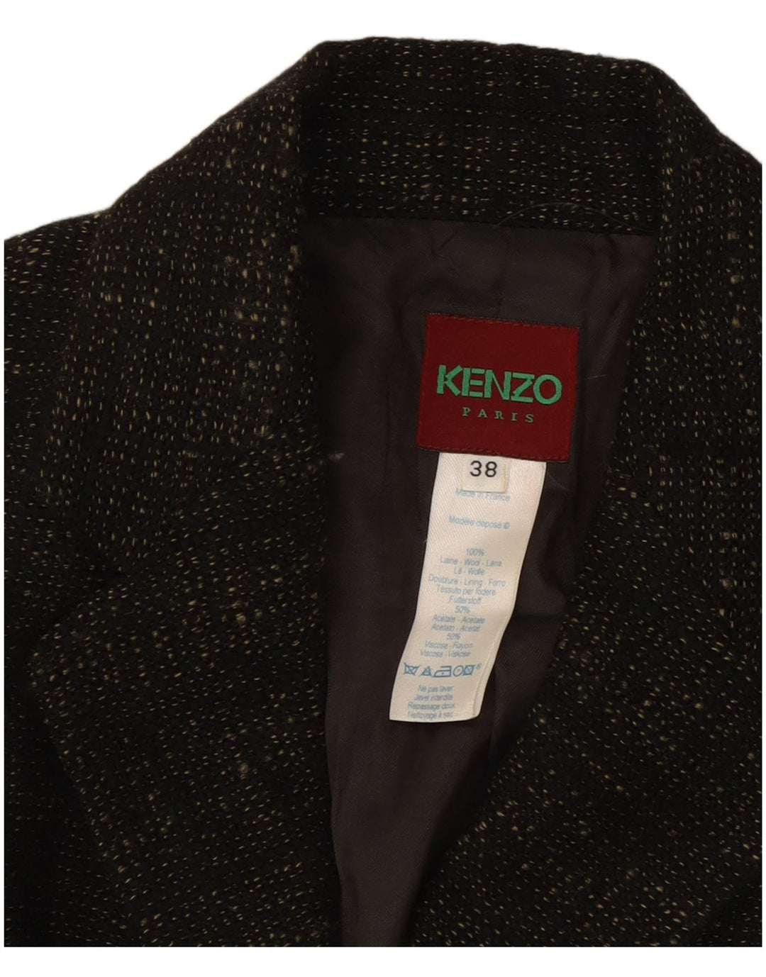 Giacca blazer a 3 bottoni da donna Kenzo EU 38 Lana screziata marrone medio