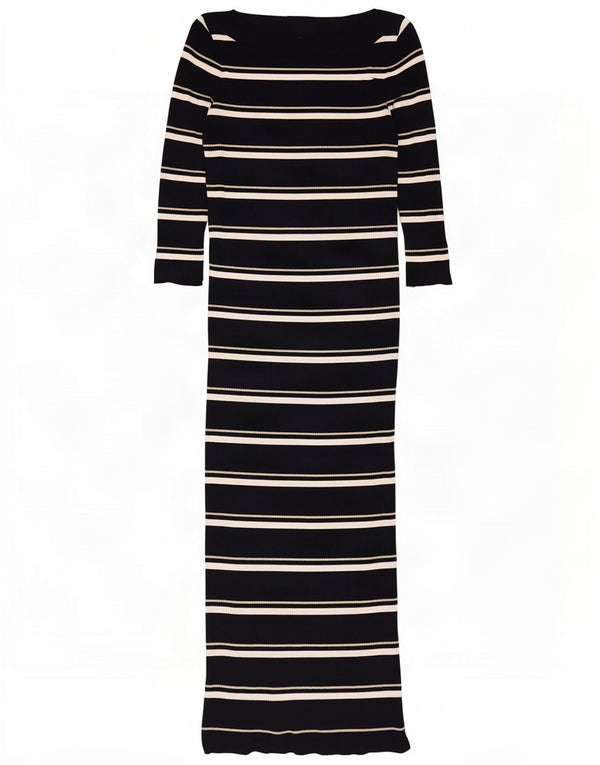 Massimo Dutti Abito maxi maglione da donna con maniche a 3/4 UK 8 piccolo a righe nere