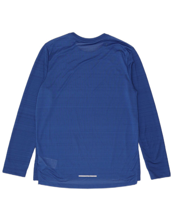 Top Nike Dri Fit da uomo a maniche lunghe in poliestere a righe blu medio