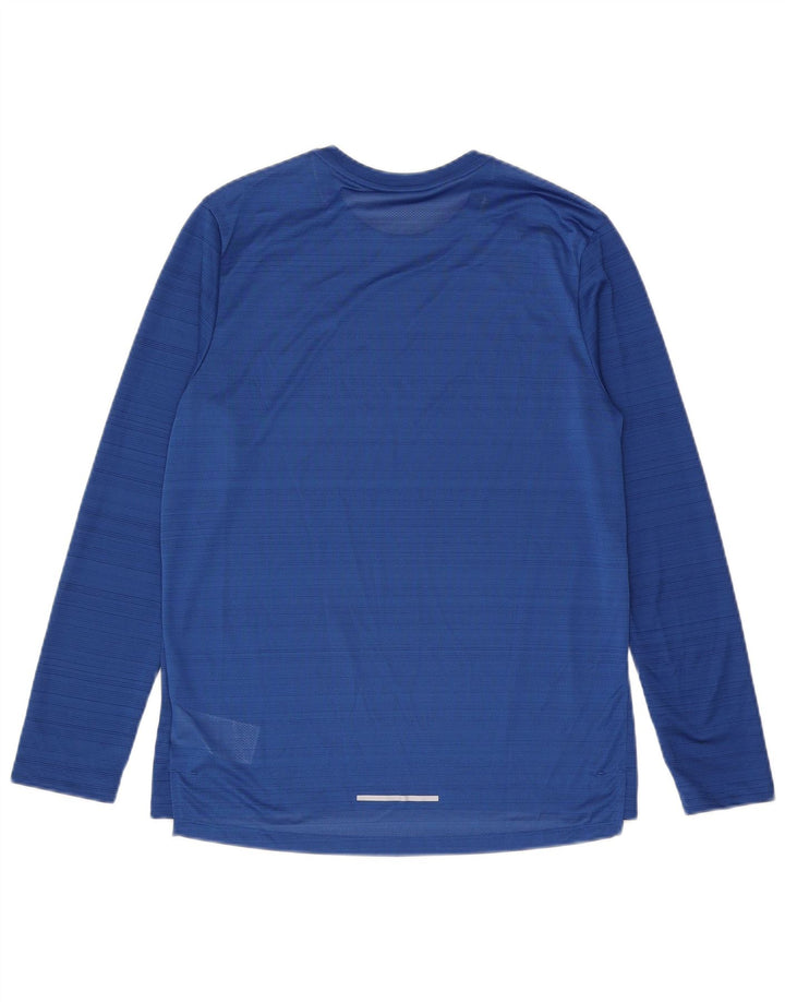 Top Nike Dri Fit da uomo a maniche lunghe in poliestere a righe blu medio
