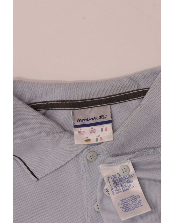 Reebok Mens Polo Shirt Medium Blue Cotton