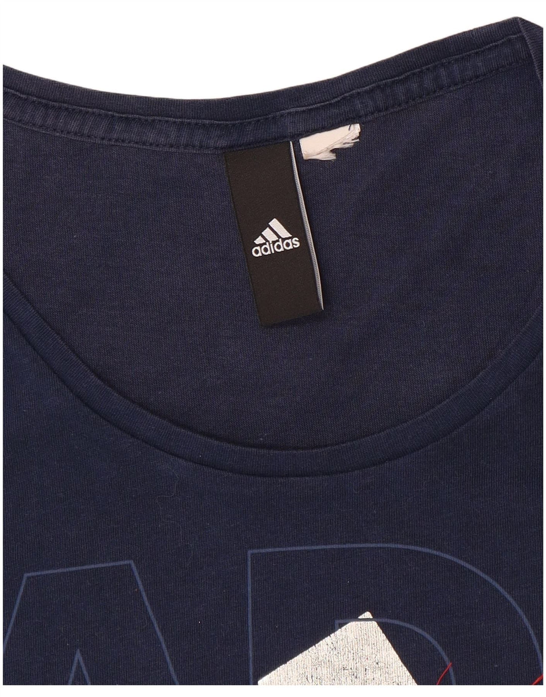 Adidas Womens Graphic T-Shirt Top UK 12 Medium Navy Blue