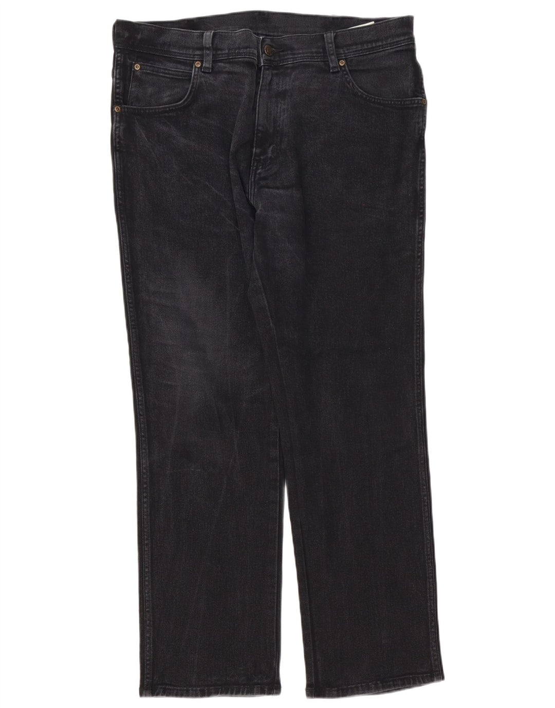 Wrangler Mens Straight Jeans W36 L30 Black Cotton