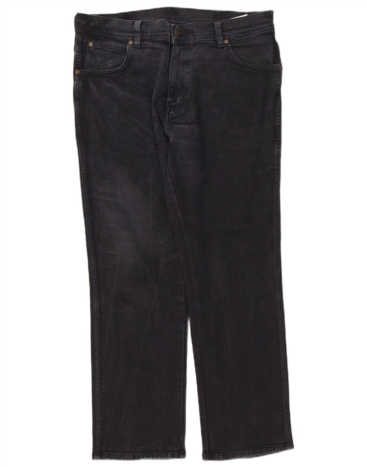 Wrangler Mens Straight Jeans W36 L30 Black Cotton
