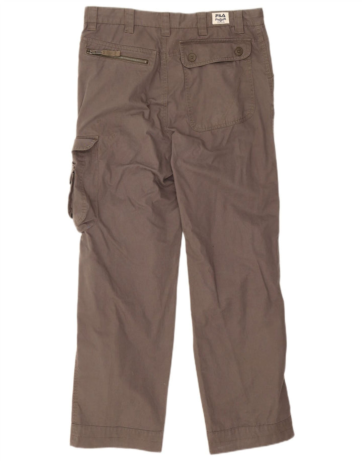 Fila Mens Straight Cargo Trousers W32 L28 Brown Cotton