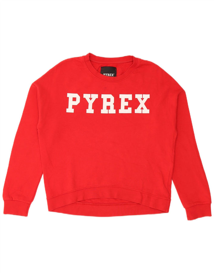 Pulover Pyrex pentru femei, cu grafică, UK 14, bumbac roșu mediu