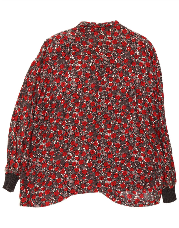 Premode Womens Front Tie Shirt Blouse UK 18 XL Red Floral