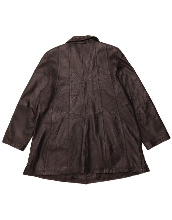 BARISAL Womens Leather Coat IT 44 Medium Black Leather