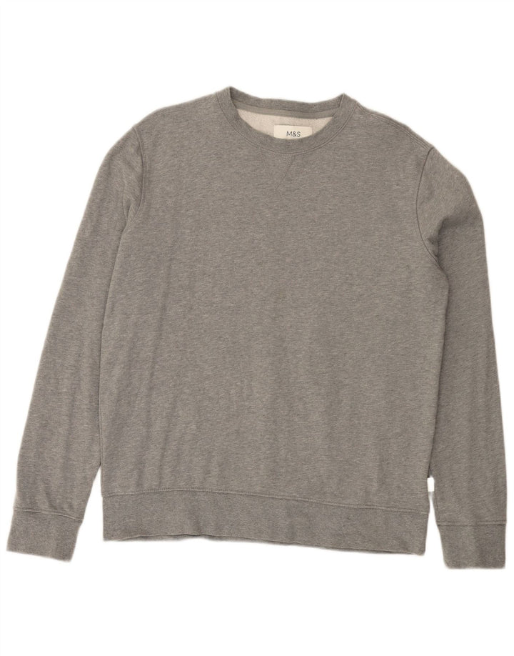 Marks & Spencer Mens Sweatshirt Jumper Medium Grey Flecked Cotton