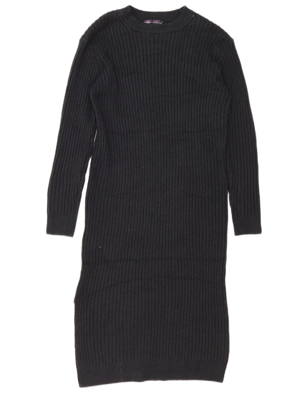 Marks & Spencer Womens Long Sleeve Jumper Dress UK 14 Medium Black