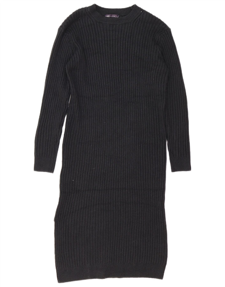 Marks & Spencer Womens Long Sleeve Jumper Dress UK 14 Medium Black