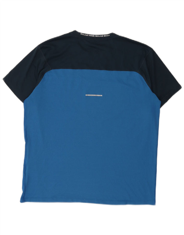 Męski T-shirt Asics, duży, niebieski, poliestrowy blok kolorów