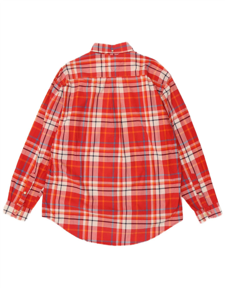 Tommy Hilfiger Mens Shirt Medium Red Plaid Cotton
