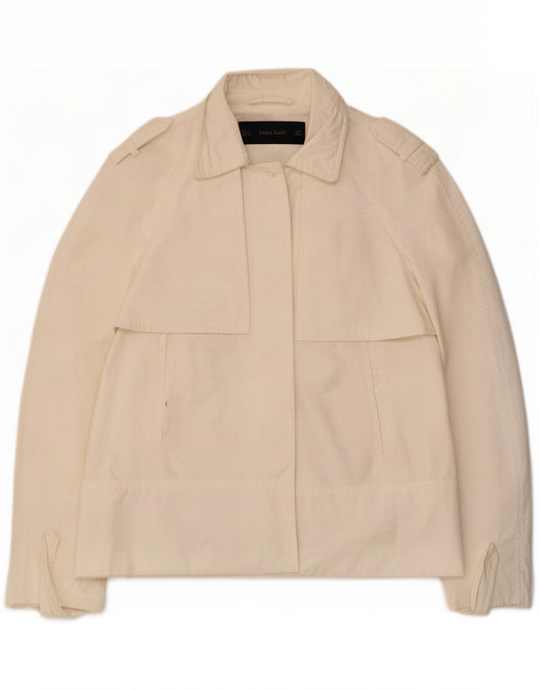 Zara Womens Military Jacket UK 14 Medium White Cotton