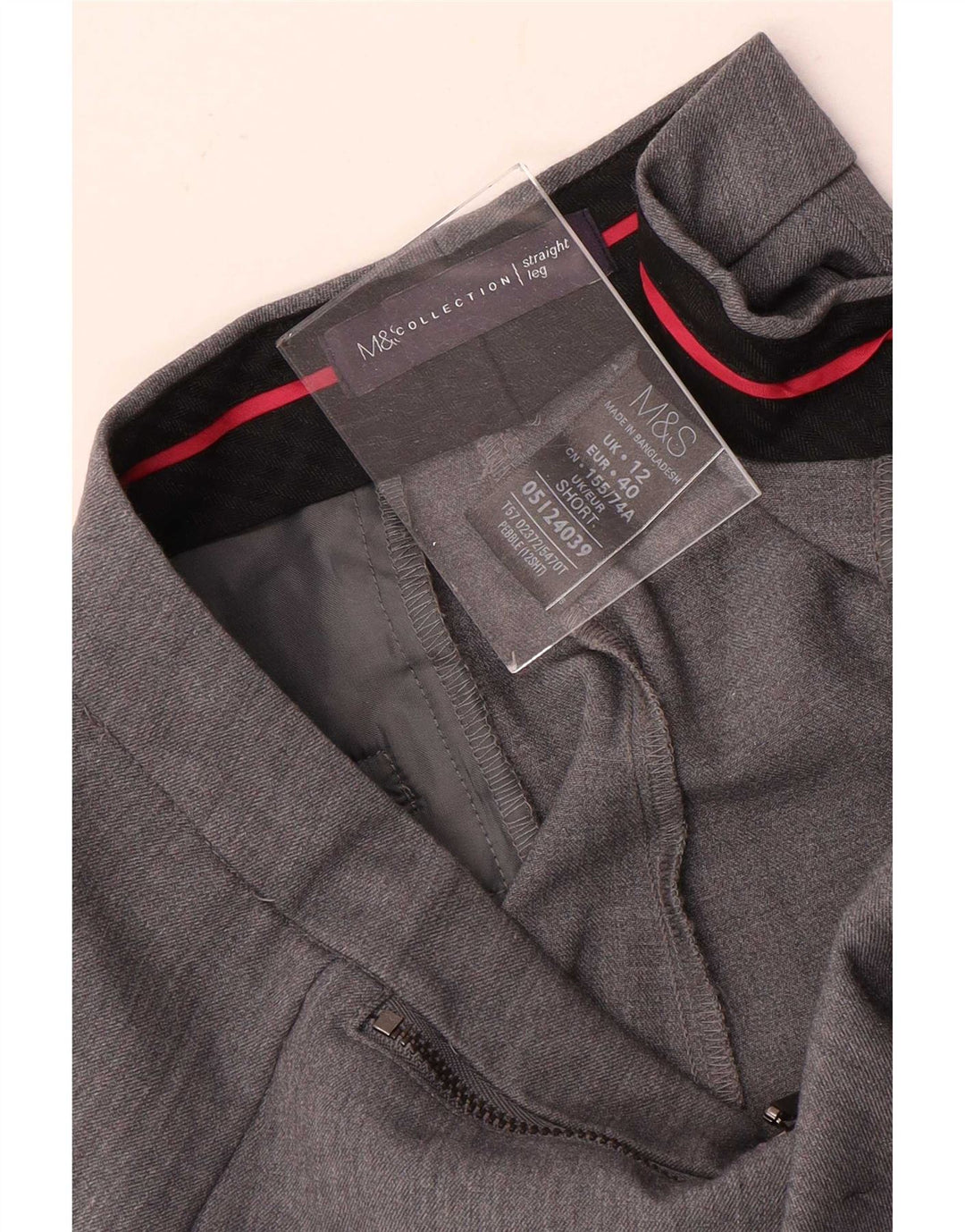 Marks & Spencer Womens Straight Suit Trousers UK 12 Medium W30 L28 Grey