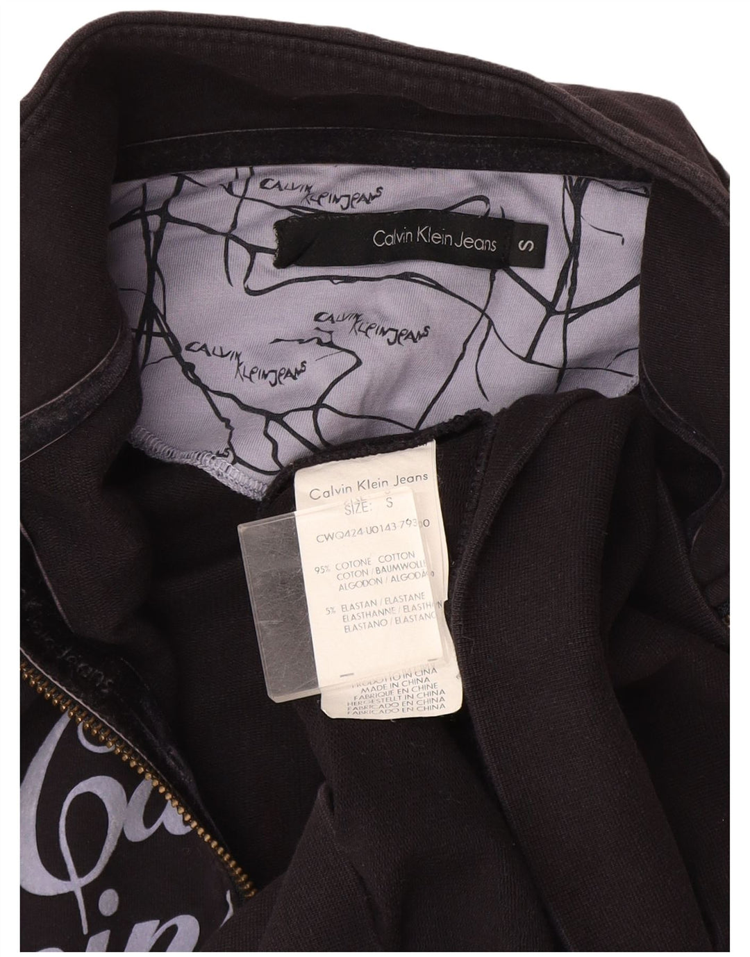 Calvin Klein Jeans Womens Graphic Tracksuit Top Jacket UK 10 Small Grey
