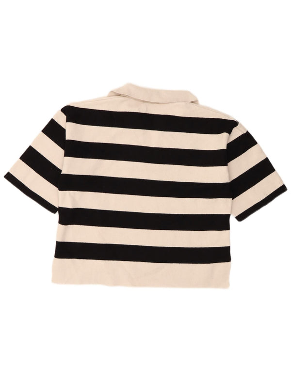 Massimo Dutti Polo Corto Extragrande para Mujer UK 10 Small Blanco Rayas