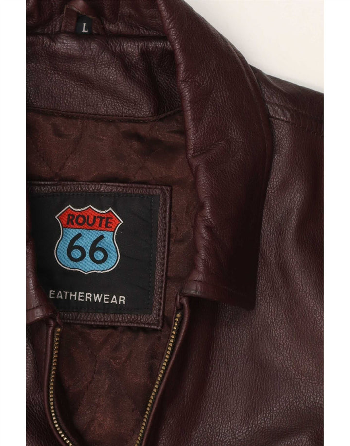 Męska kurtka skórzana Route 66 UK 40, duża, bordowa
