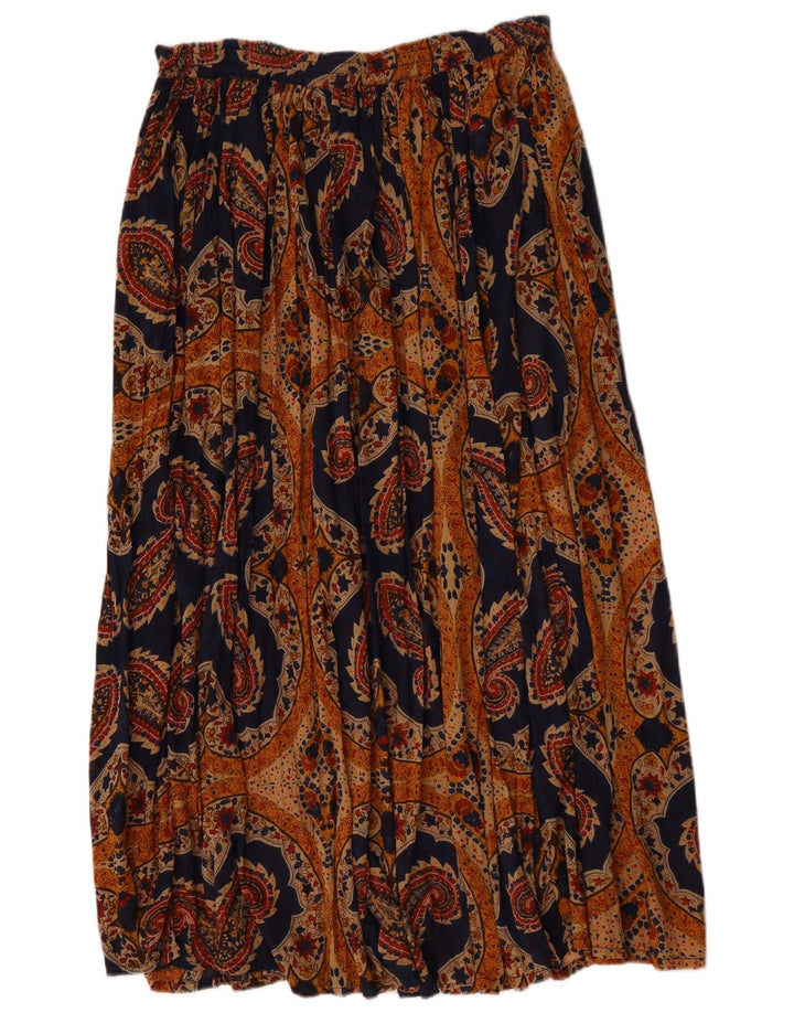 Flash Womens Pleated Skirt Small W27 Navy Blue Paisley Viscose