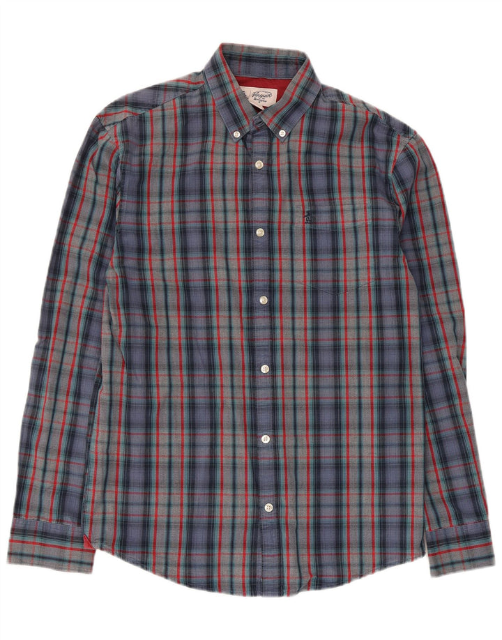 Camisa masculina Penguin média xadrez multicolorida de algodão
