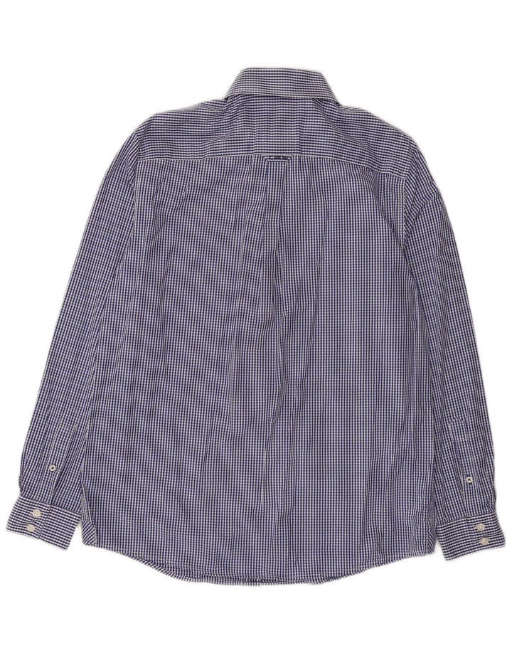 Crew Clothing Mens Classic Fit Shirt Medium Navy Blue Gingham Cotton