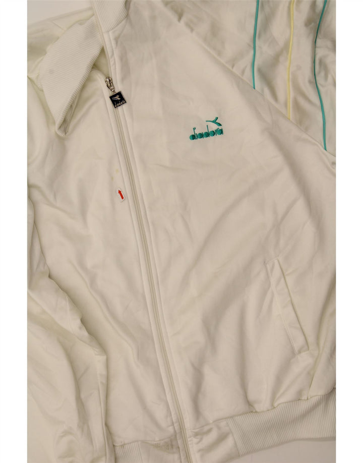 DIADORA Mens Tracksuit Top Jacket UK 46 XL White Polyester Vintage Diadora and Second-Hand Diadora from Messina Hembry 