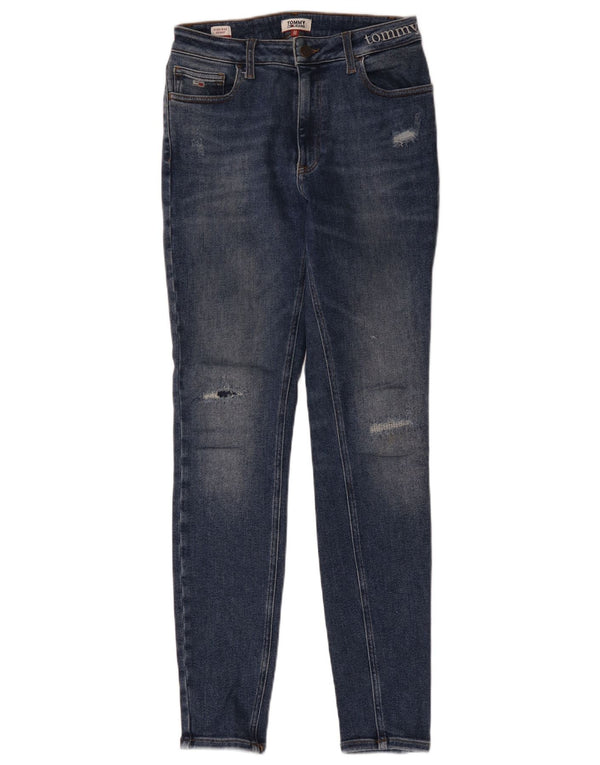 Jeans skinny a vita alta effetto consumato da donna Tommy Hilfiger W29 L32 cotone blu