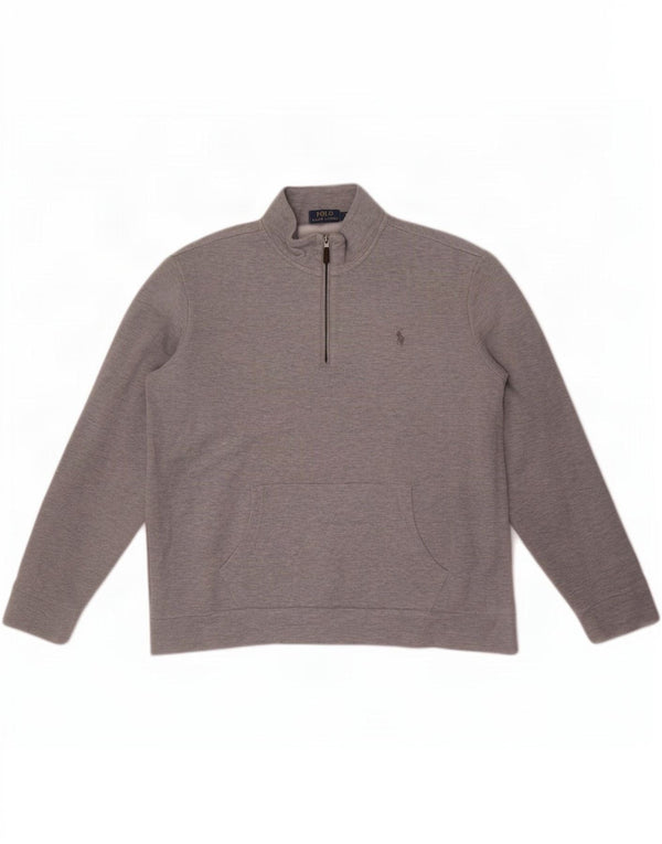 Polo Ralph Lauren Sweat-shirt à col zippé pour homme XL Gris Coton
