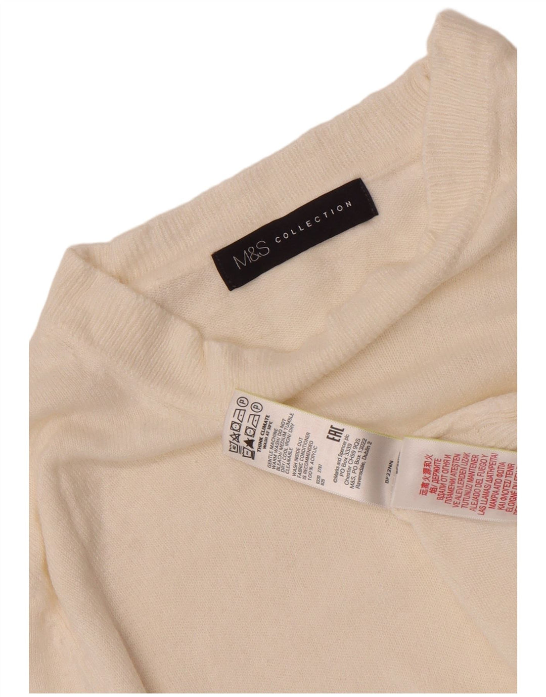 Marks & Spencer Womens Boat Neck Jumper Sweater UK 8 Small Off White