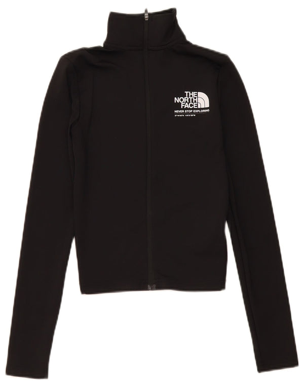The North Face Womens Crop Graphic Tracksuit Top Jacket UK 4 XS Black