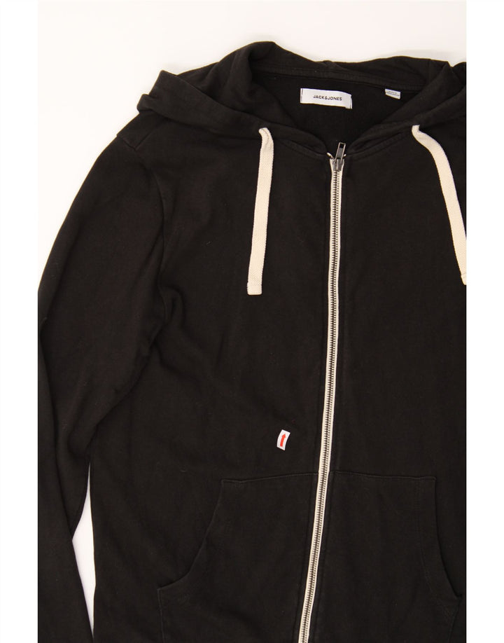 JACK & JONES Mens Zip Hoodie Sweater Small Black Cotton Vintage Jack & Jones and Second-Hand Jack & Jones from Messina Hembry 