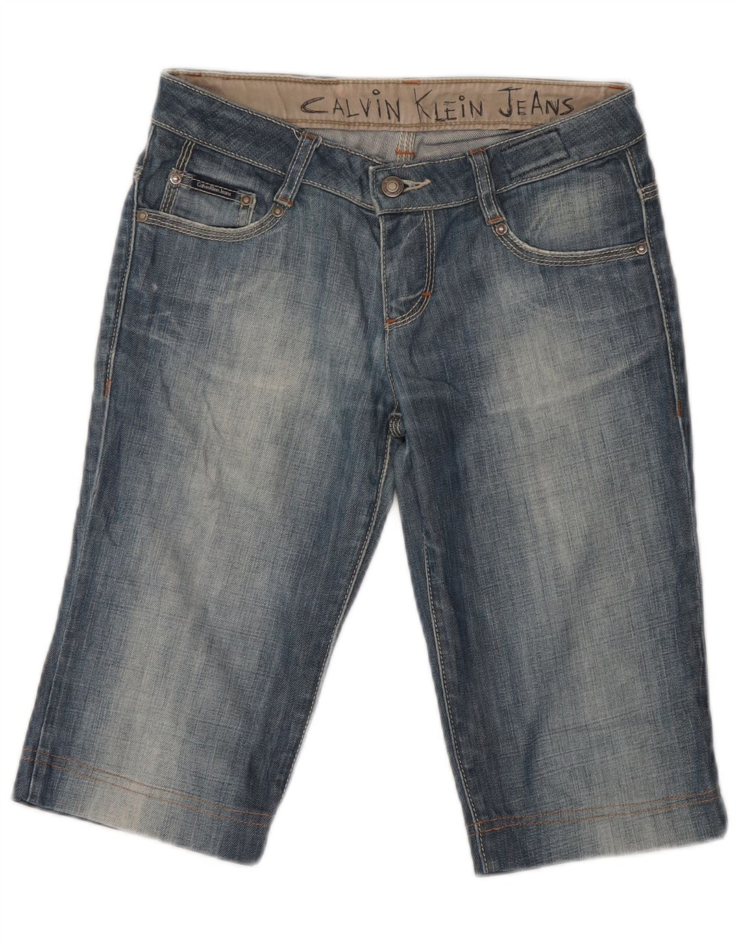 Calvin Klein Womens Bermuda Denim Shorts W26 Small Blue Cotton