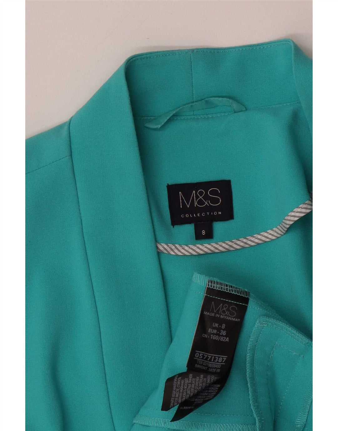 Marks & Spencer Veste blazer ouverte pour femme UK 8 Small Turquoise Polyester