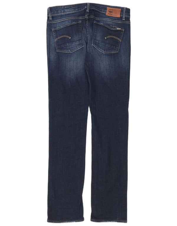 G-Star Womens 3301 Low Waist Acid Wash Straight Jeans W29 L34 Navy Blue