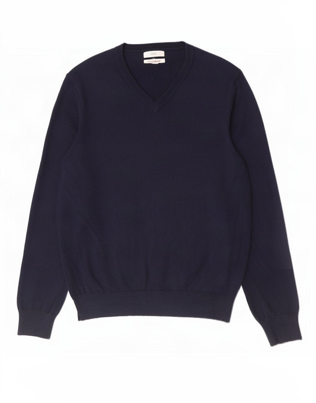 Marks & Spencer Mens V-Neck Jumper Sweater Large Navy Blue Cotton