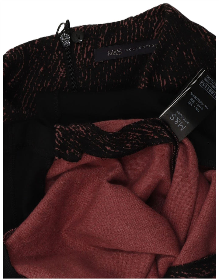 Marks & Spencer Womens Long Sleeve Blouse Top UK 10 Small Black Pinstripe