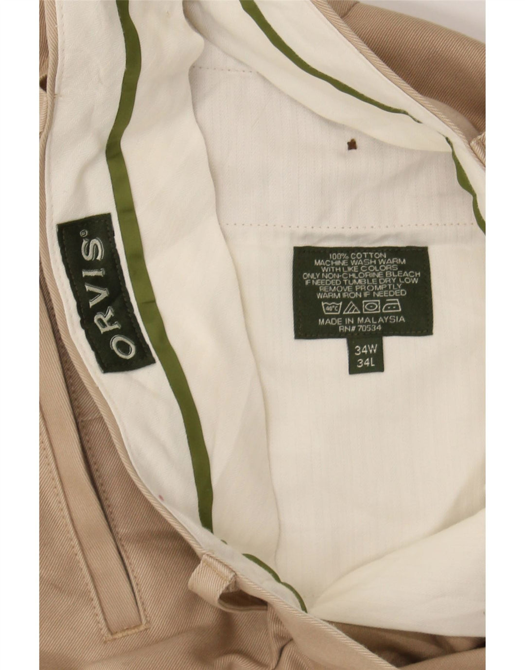 ORVIS Mens Pegged Chino Trousers W34 L28 Beige Cotton Vintage Orvis and Second-Hand Orvis from Messina Hembry 
