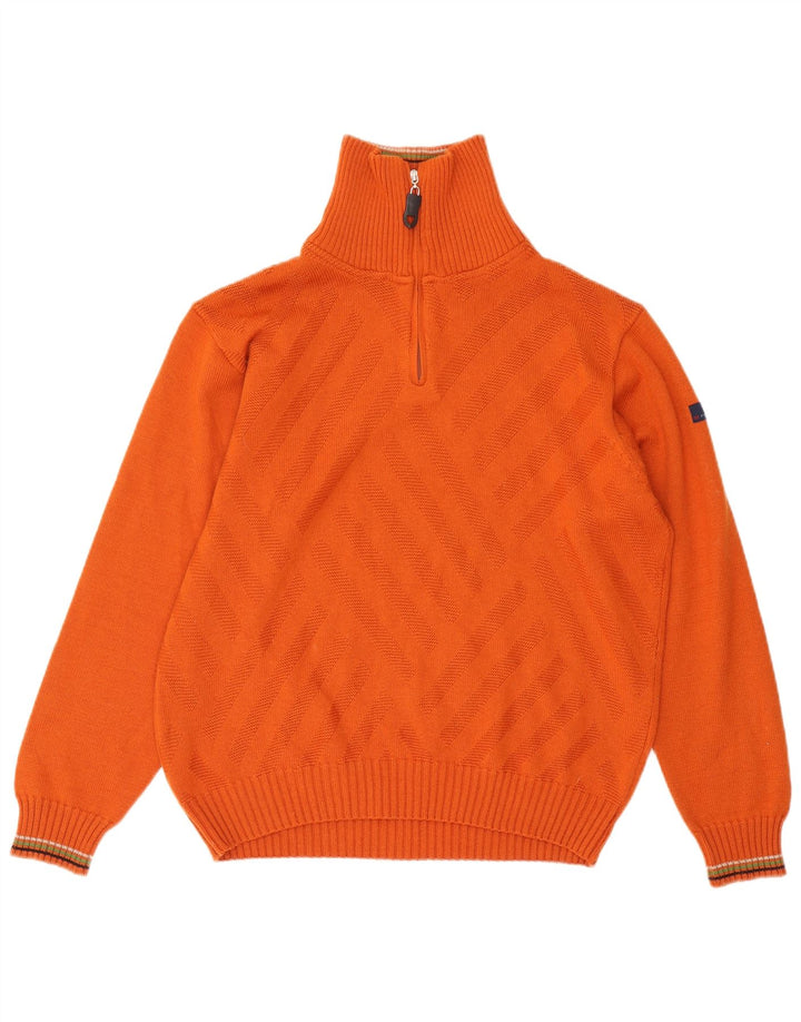 Il Granchio Mens Zip Neck Jumper Sweater Large Orange Wool