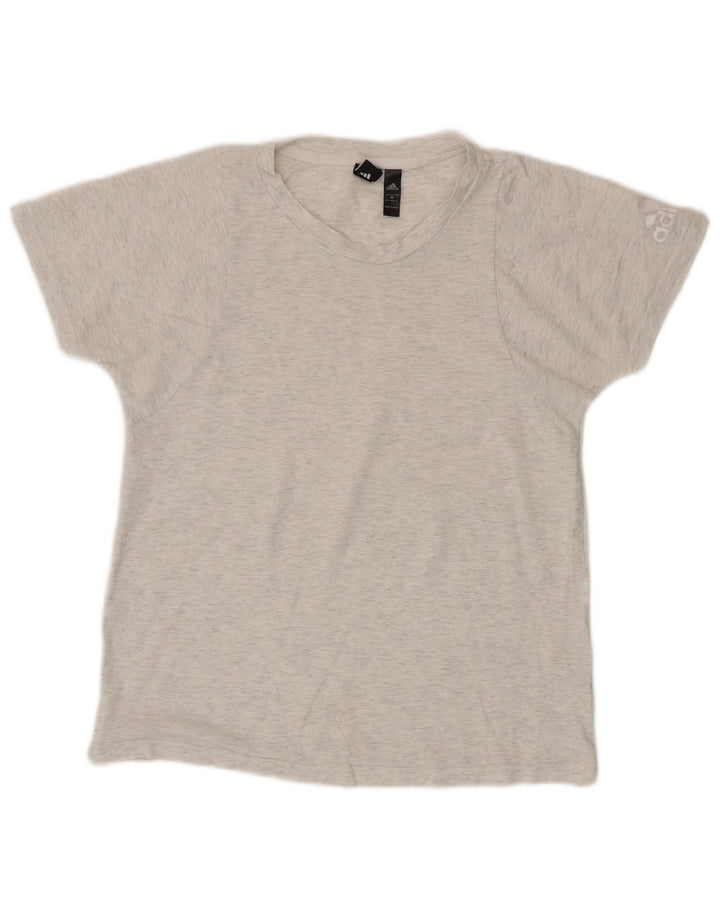 Adidas Womens T-Shirt Top UK 12 Medium Grey Cotton