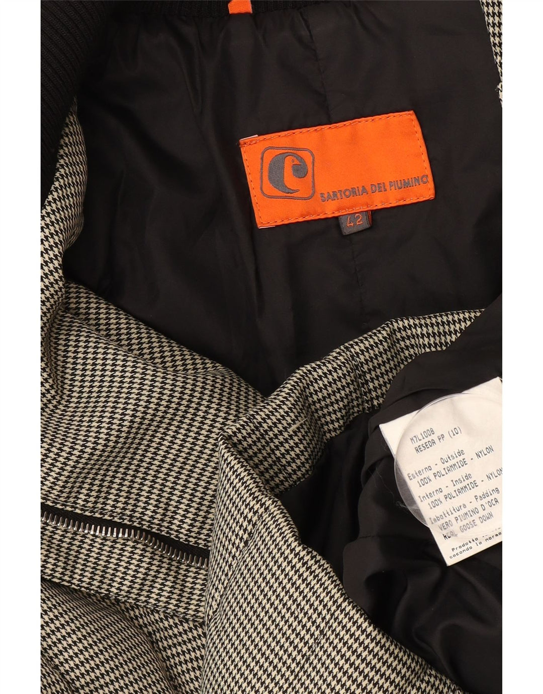 Carhartt Womens Padded Jacket IT 42 Medium Grey Houndstooth Polyamide