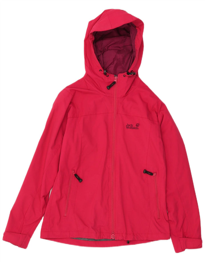 Jack Wolfskin Womens Hooded Rain Jacket UK 12/14 Medium Pink Polyamide