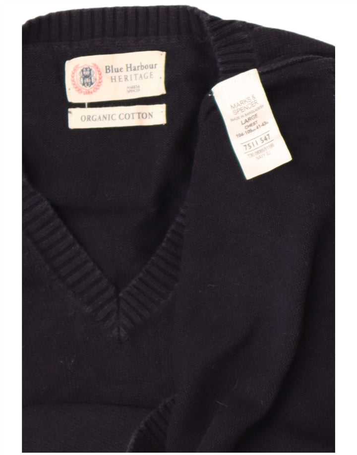 Marks & Spencer Mens Blue Harbour Vest Tank Top Large Navy Blue Cotton