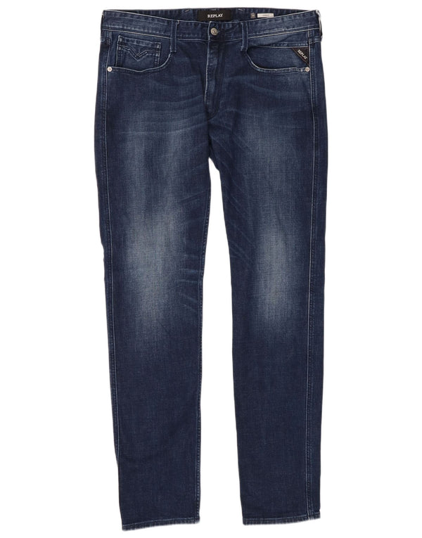 Replay Herre Anbass Slim Jeans W36 L36 Blå Bomuld