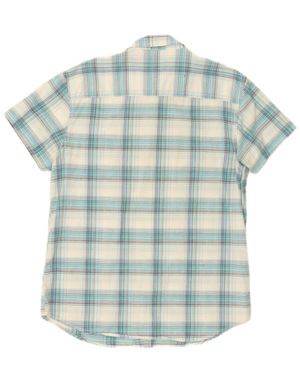 Wrangler Mens Short Sleeve Flannel Shirt XL Blue Check Cotton