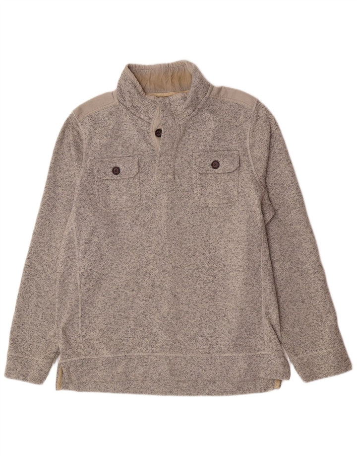 Fat Face Mens Button Neck Sweatshirt Jumper XL Grey Flecked Polyester
