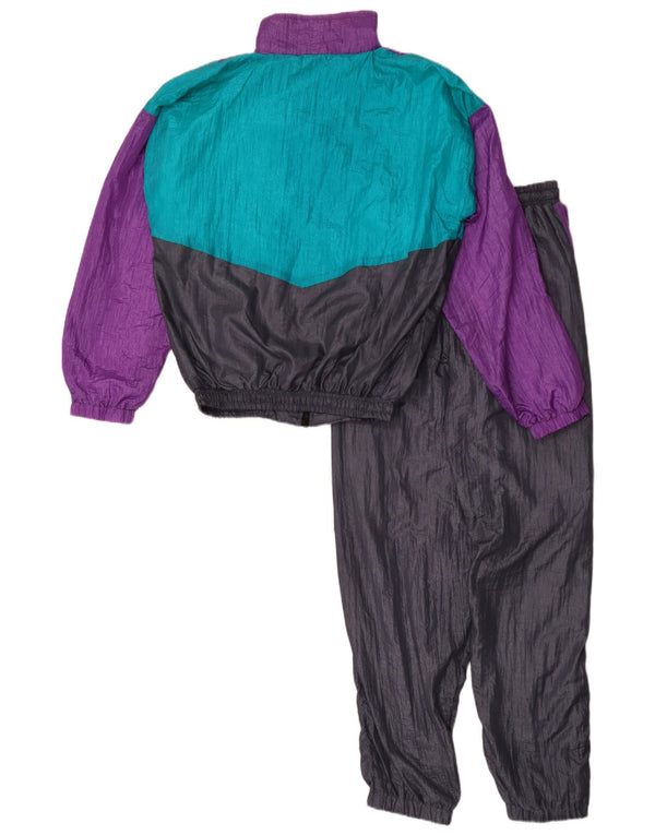 Tuta intera vintage da uomo vestibilità ampia piccola in nylon color block nero