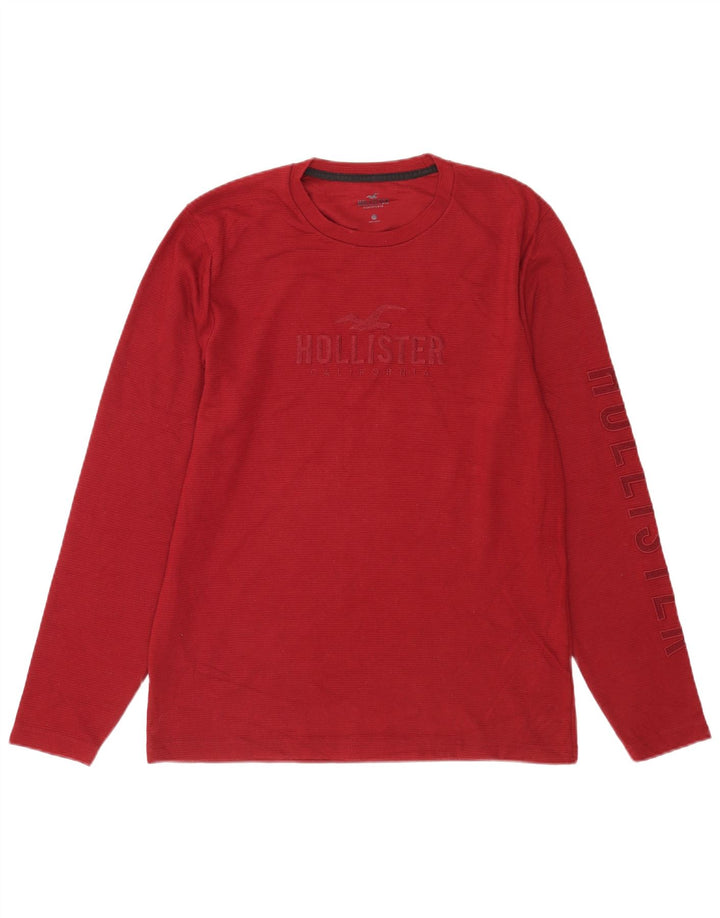 Hollister Mens Graphic Top Long Sleeve Medium Burgundy Cotton